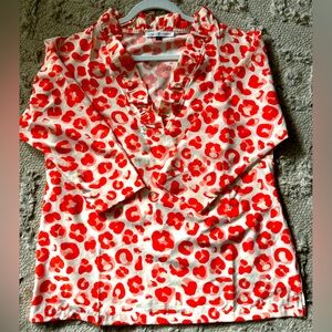 Size large cream and orange blouse. Smoke free home. EUC